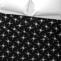 Mid Century Retro Star Pattern // Black & White 