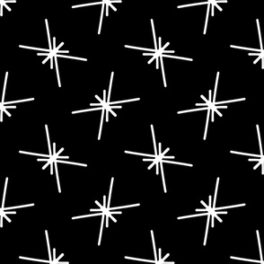 Mid Century Retro Star Pattern // Black & White 