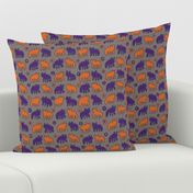 Tribal Bear Design in Orange and Purple