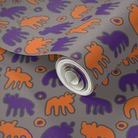 Tribal Bear Design in Orange and Purple