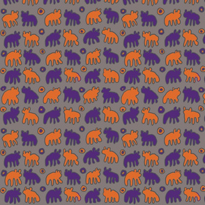 Tribal Bear Design in Orange and Purple