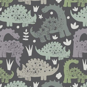 Dinosaurs on grey