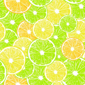 Lemon, orange and lime slices pattern design