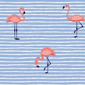 Pink Flamingo Blue Stripes