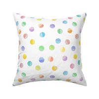 rubberstamped polkadots, pastel rainbow