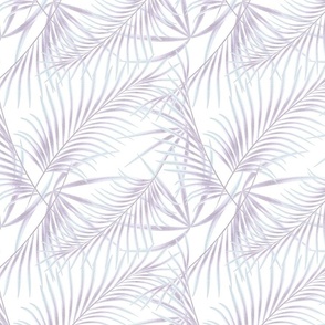 Gray-blue palm leaves on a white background.