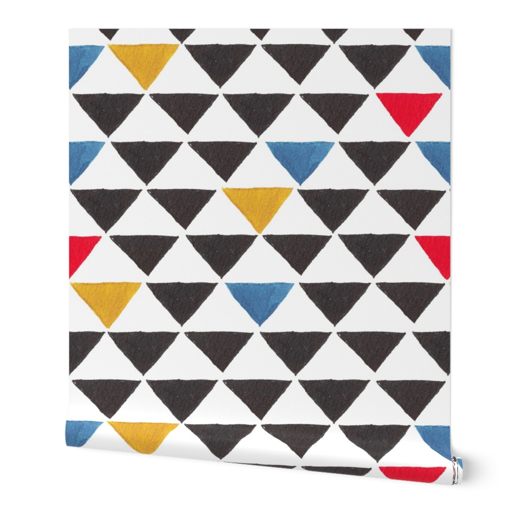 Triangles black and primary red blue yellow