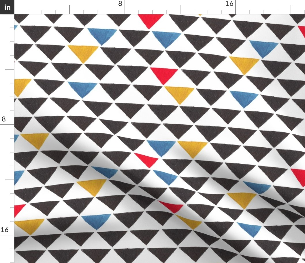 Triangles black and primary red blue yellow