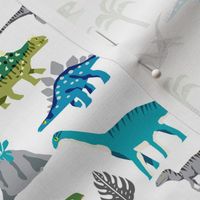 dinosaurs fabric - dino fabric, blue and green fabric, nursery fabric, baby boy fabric, cute fabric for boys