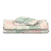 Autumn Pastel - Cream , Pink, Aqua, Mint, Blush - Wholecloth Triangle Quilt - Cheater Quilt