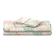 Autumn Pastel - Rotated - Cream , Pink, Aqua, Mint, Blush - Wholecloth Triangle Quilt - Cheater Quilt