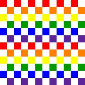 Half Inch Rainbow and White Checkerboard Squares