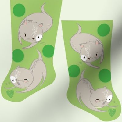 Mini green kitties stocking