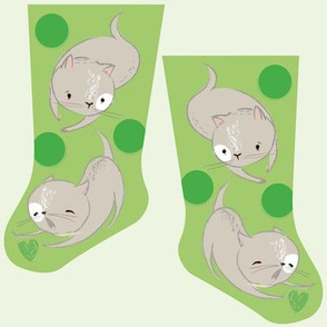 Mini green kitties stocking