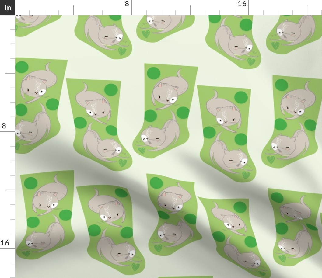 Mini green kitties stocking