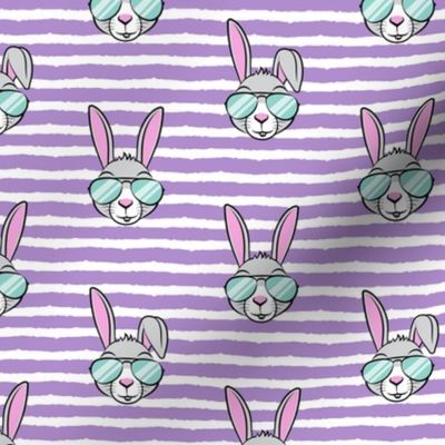 easter bunny with sunnies - purple stripes - bunnies LAD19