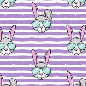 easter bunny with sunnies - purple stripes - bunnies LAD19