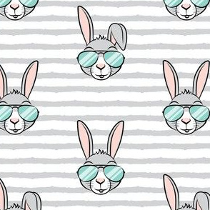 easter bunny with sunnies - grey stripes - bunnies LAD19