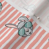 easter bunny with sunnies - light coral stripes - bunnies LAD19