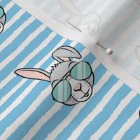 easter bunny with sunnies - blue stripes - bunnies LAD19
