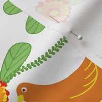 Floral Folk Pattern with Birds