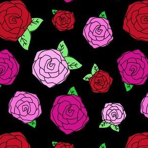 Rockabilly Roses in Black