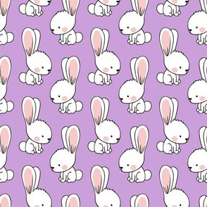 bunnies - spring easter fabric - purple LAD19