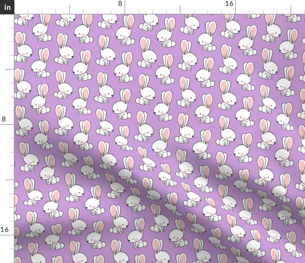 bunnies - spring easter fabric - purple LAD19