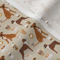 SMALL - boxer dog coffee fabric - boxers  and coffees - tan