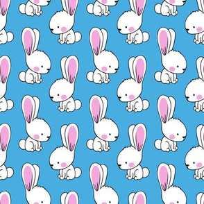 bunnies - spring easter fabric - blue LAD19