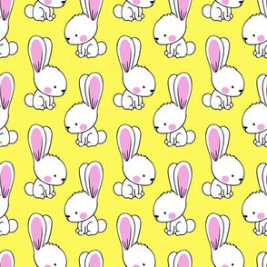 bunnies - spring easter fabric - yellow  LAD19