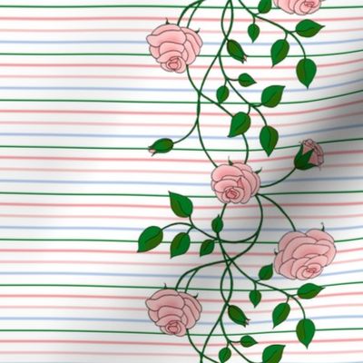 Art Nouveau Rose on stripes