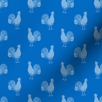 Blue Roosters on Blue