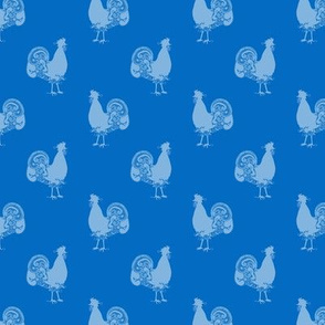 Blue Roosters on Blue