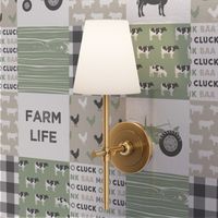 Farm Life Wholecloth - Farm themed patchwork fabric - cows, pigs, roosters - sage and tan LAD19