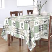 Farm Life Wholecloth - Farm themed patchwork fabric - cows, pigs, roosters - sage and tan LAD19 (90)