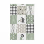 Farm Life Wholecloth - Farm themed patchwork fabric - cows, pigs, roosters - sage and tan LAD19 (90)