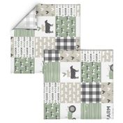 Farm Life Wholecloth - Farm themed patchwork fabric - cows, pigs, roosters - sage and tan LAD19 (90)