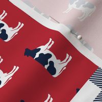 Farm Life Wholecloth - Farm themed patchwork fabric - cows, pigs, roosters - navy, red, and grey LAD19 (90)