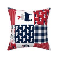 Farm Life Wholecloth - Farm themed patchwork fabric - cows, pigs, roosters - navy, red, and grey LAD19 (90)