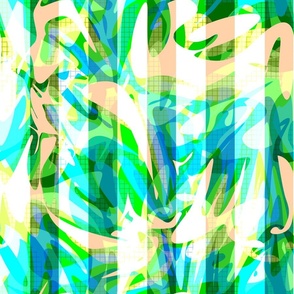 Bright beautiful abstract striped blue yellow green pattern