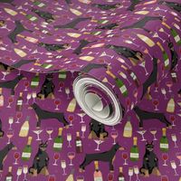 doberman wine dog fabric - wine fabric, rose fabric, doberman fabric, doberman dogs, -  purple