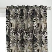 Palm leaves on a background of snake skin.