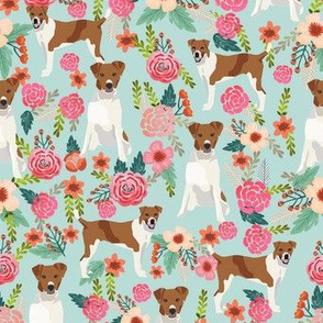 plummer terrier florals dog fabric - plummer terrier fabric, floral dog fabric, dog breeds fabric, dog design - light