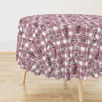 LARGE Tonal CERAMIC cabernet PLAID