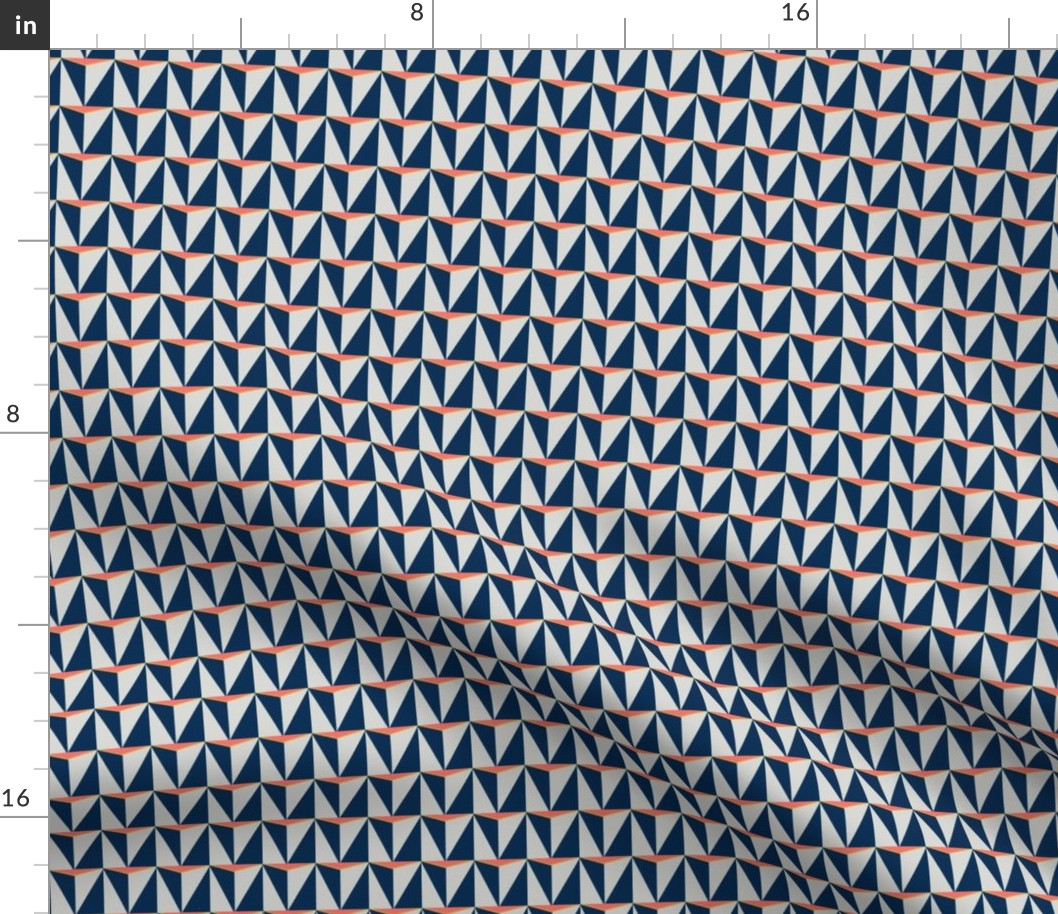 Navy Blue, Gray and Living Coral Geometric Triangles