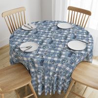 LARGE CHINOISERIE CERAMIC faded blue PLAID