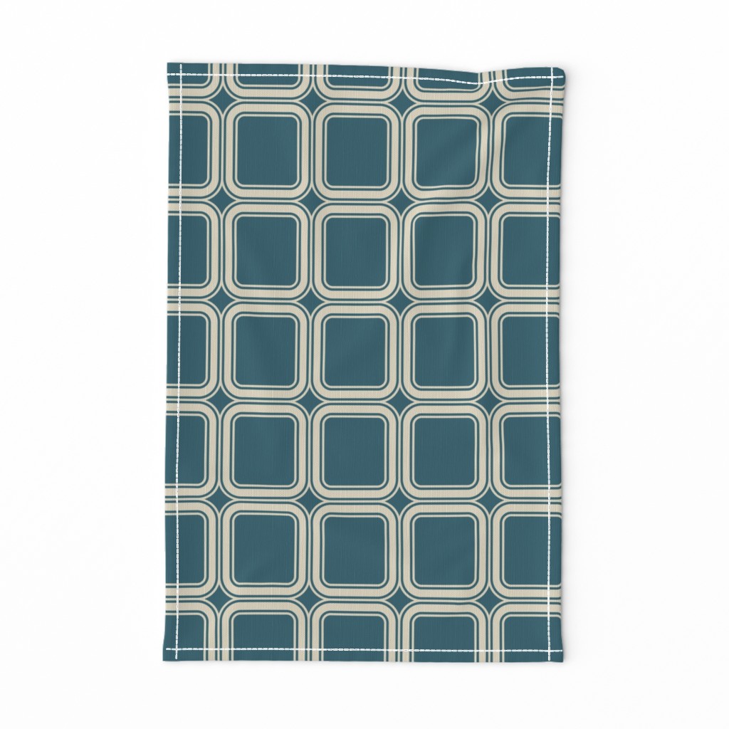 Vintage squares repeat lagoon teal Wallpaper