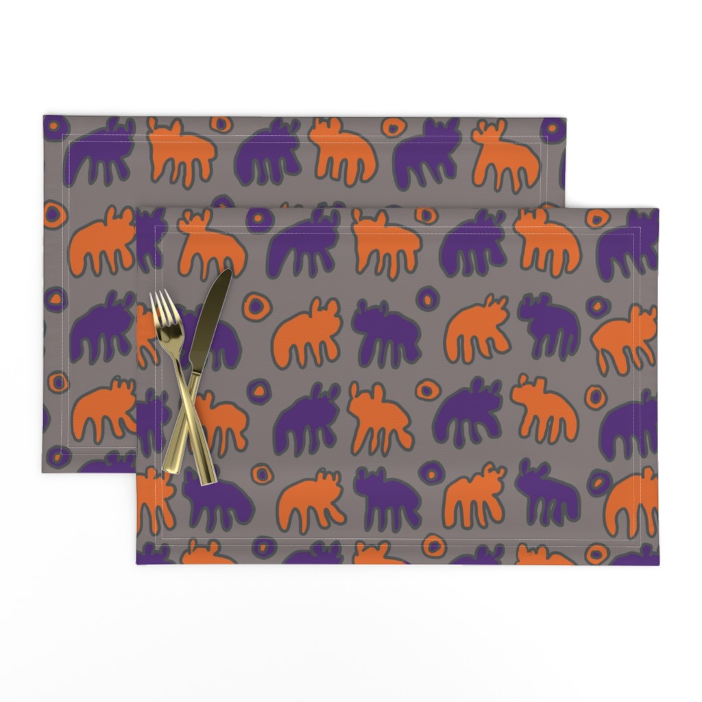 Tribal Bear Design in Orange and Purple-ed