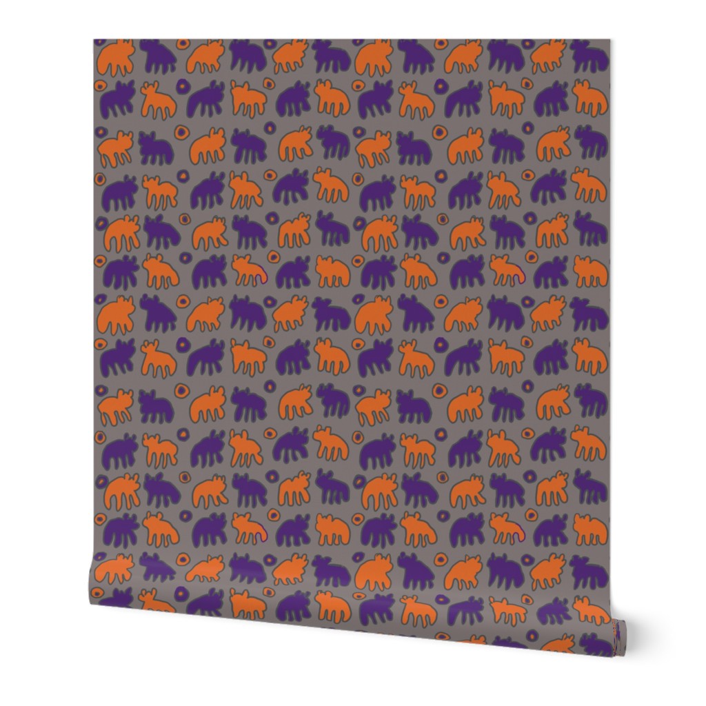 Tribal Bear Design in Orange and Purple-ed